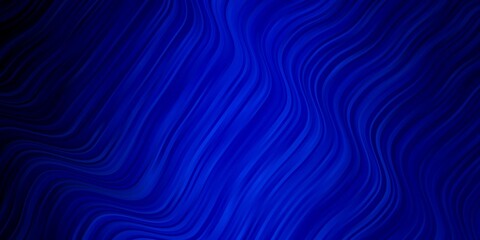 Dark BLUE vector template with curves. Abstract illustration with bandy gradient lines. Template for your UI design.