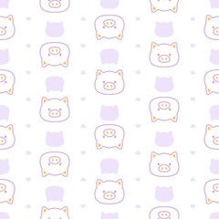 Cute pastel pig seamless pattern background