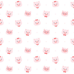 Cute pig seamless pattern background