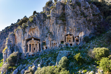 Lycian (Likijsky) Rock Tombs of Dalyan. Tombs near the famous Caunus (Kaunos) Ancient City. TURKEY