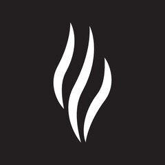 Steam icon vector isolated on black background. White steam icon for design template, smell sign, wave logo and smoke symbol. Creative abstract concept, vector illustration