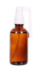 Medical throat spray, medicine aerosol antibiotic. Isolated on white background.