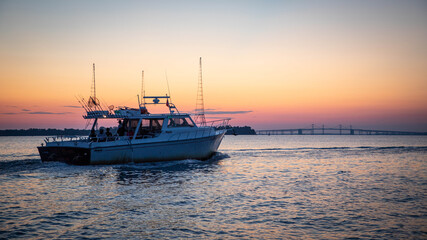Fototapeta na wymiar Sunrise fishing charter 