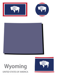 flag and silhouette of  Wyoming vector
