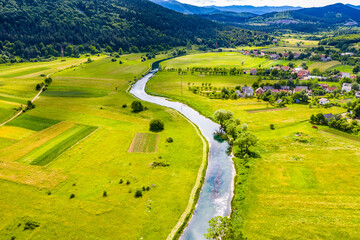 Beautiful nature, colorful Gacka river valley, summer view, Lika region of Croatia
