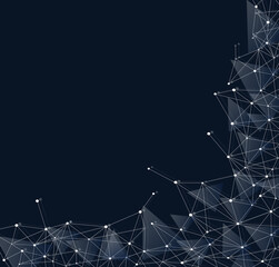 Network abstract connection isolated on black background.Network technology background with dots and lines for backdrop and ai design. Modern abstract concept.Vector illustration of network technology