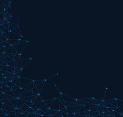 Network abstract connection isolated on black background.Network technology background with dots and lines for backdrop and ai design. Modern abstract concept.Vector illustration of network technology