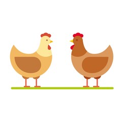 Hen vector illustration. Stylized poultry farm chicken flat icon.