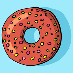 Glazed donut. Isolated donuts with glaze and bite