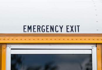Emergency exit sign on schoolbus