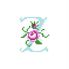 pixel style letter z with flower