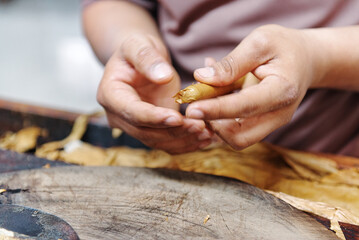 Stock of handmade cigars.Traditional manufacture of cigars. Dominican Republic