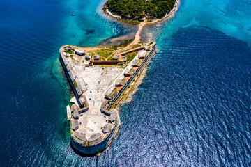Saint Nikola fortress overlooking Sibenik bay entrance, archipelago od Dalmatia, Croatia
