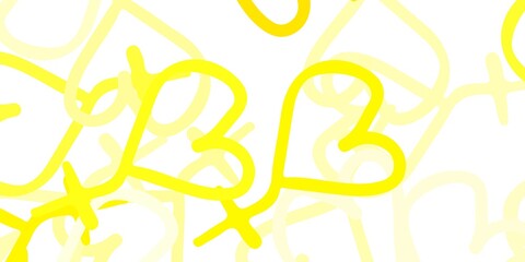 Light Yellow vector texture with women's rights symbols.