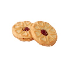Biscuits filled with strawberry jam, isolated on a white background
