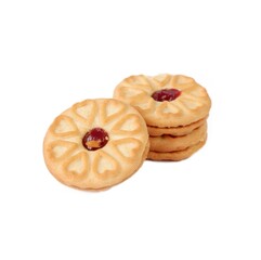 Biscuits filled with strawberry jam, isolated on a white background