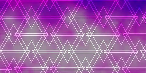 Light Purple, Pink vector template with crystals, triangles. Decorative design in abstract style with triangles. Pattern for booklets, leaflets