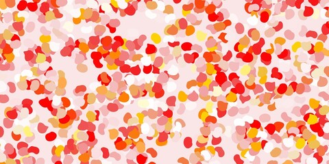 Light red, yellow vector backdrop with chaotic shapes.