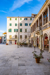 Naklejka premium Old center of Sibenik,St James cathedral in Sibenik, UNESCO world heritage site in Croatia 