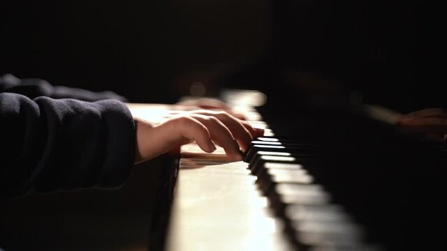 Child Playing Piano Slow Motion