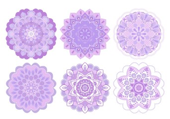 Mandalas collection. Asian traditional mehandi style decor. Oriental pattern, vector illustration. Vintage decorative elements. Round Ornament