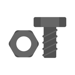 Bolt and nut icon illustration in flat design style.