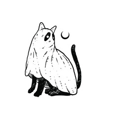 Awesome Ghost Cat design illustration