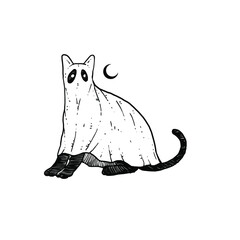 Awesome Ghost Cat design illustration