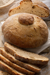 still life of slices of traditional loaf bread