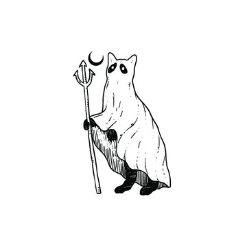 Awesome Ghost Cat design illustration
