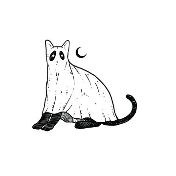 Awesome Ghost Cat design illustration