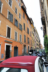 Obraz premium Old houses on a small street in Rome, Italy.