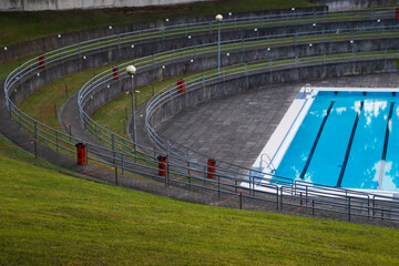 Empty swimming pool in a neighborhood of Bilbao