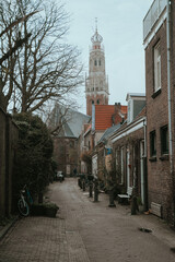 Haarlem city street in old town. Netherlands (Holland)