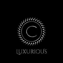 Luxury letter C Circle Logo vector design silver color
