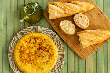Spanish tortilla with bread and olive oil