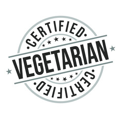 Vegetarian Certified Food Traditional Product Stamp Round Vector Icon Design Insignia Quality.