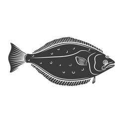 Halibut fish glyph icon - obrazy, fototapety, plakaty
