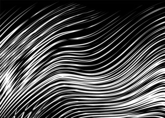 Abstract vector hair from beautiful white lines on a black background. Modern vector pattern