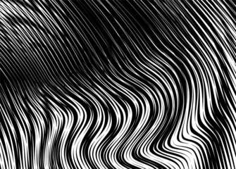 Abstract vector hair from thin beautiful twisted white lines on a black background. Modern vector pattern