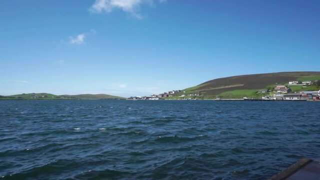 Wide shot of Scalloway, Shetland Isles