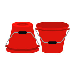 Two red plastic bucket
