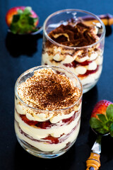 Dessert with fresh strawberry, cream cheese