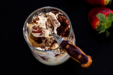 Dessert with fresh strawberry, cream cheese