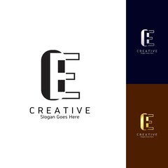 Modern Clean Logo Letter E Negative Space Vector Design for Brand Identity