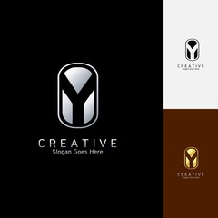Modern Clean Logo Letter Y Negative Space Vector Design for Brand Identity