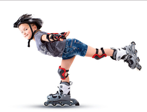 Five Year Old Girl Performs A Roller Skate Trick