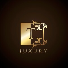 Luxury Logo Letter T Golden Square Vector Design Concept.