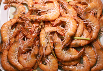 Seafood shrimp cooked, ready to serve.