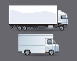 truck and van white branding isolated icon